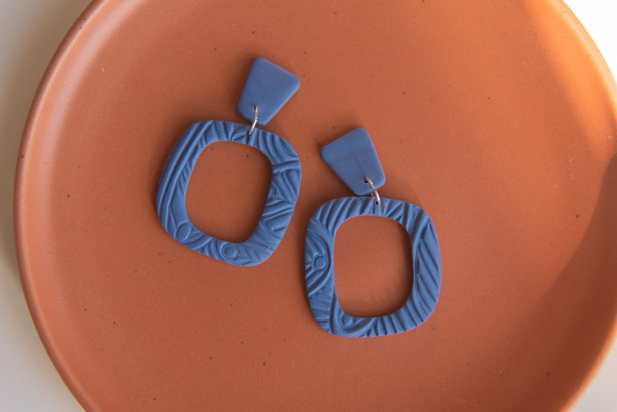 Blue Texture Series | Statement Polymer Clay Earrings