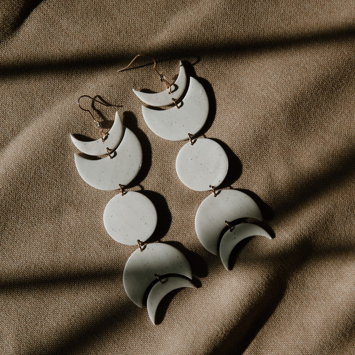 Speckled Moon Phase Dangles  | Statement Polymer Clay Earrings