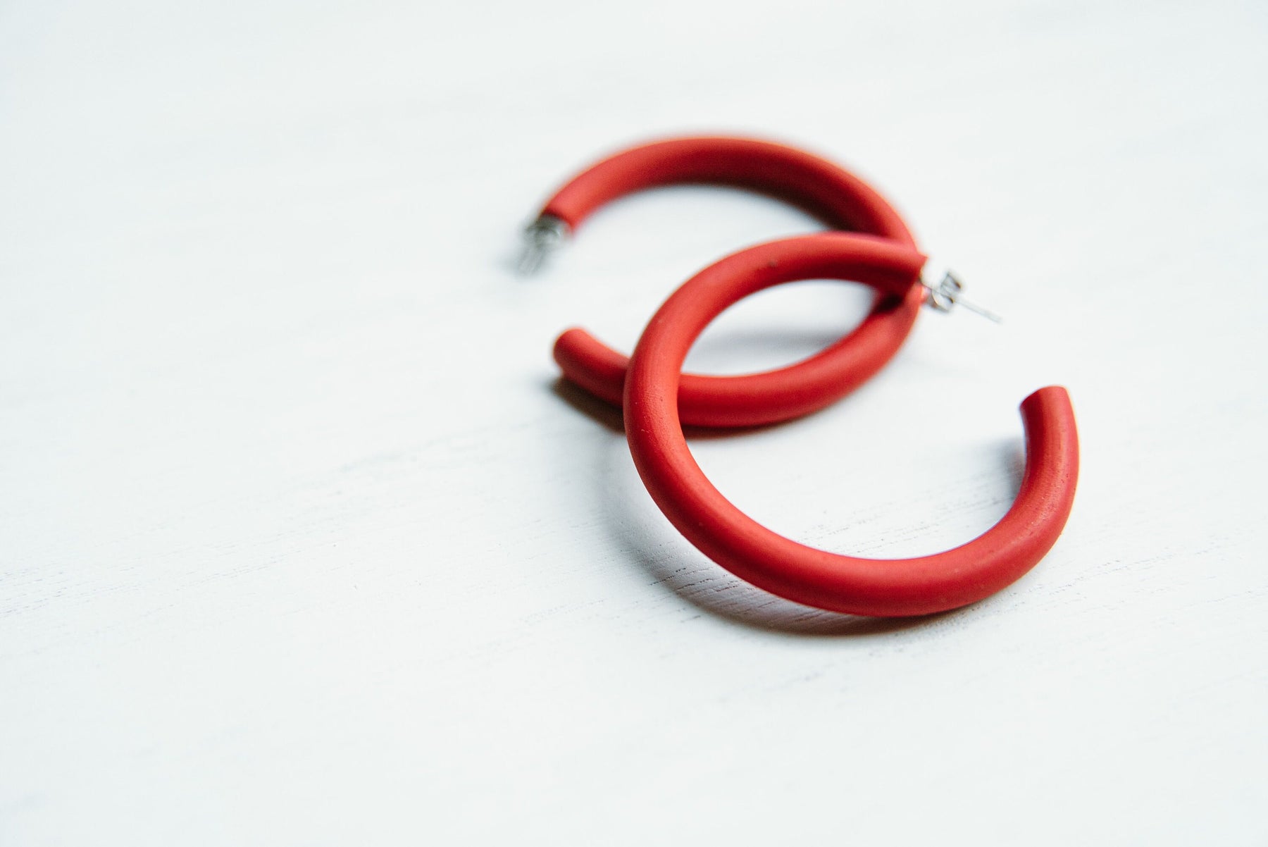 Primary Red Hoops | Polymer Clay Statement Earrings