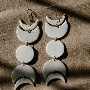 Speckled Moon Phase Dangles  | Statement Polymer Clay Earrings