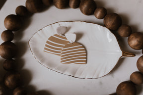 Tan and White Stripes | Polymer Clay Statement Earrings