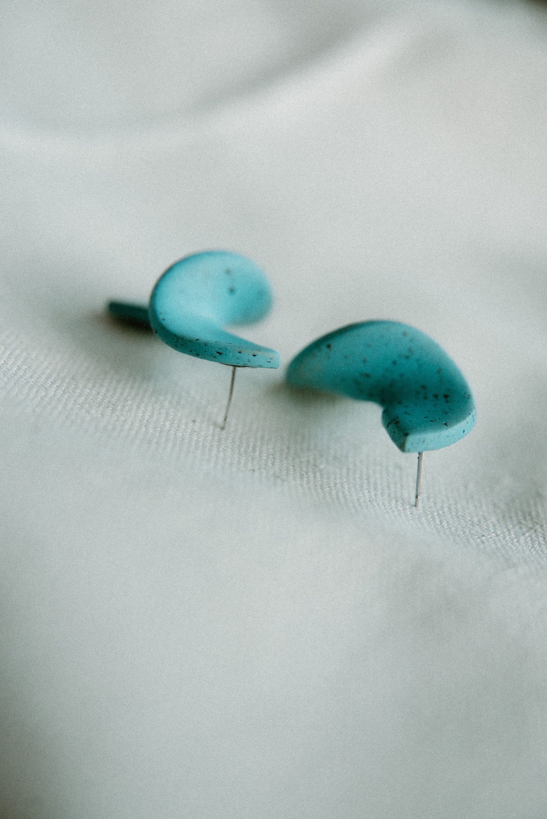 Speckled Turquoise Twisted Studs | Polymer Clay Statement Earrings