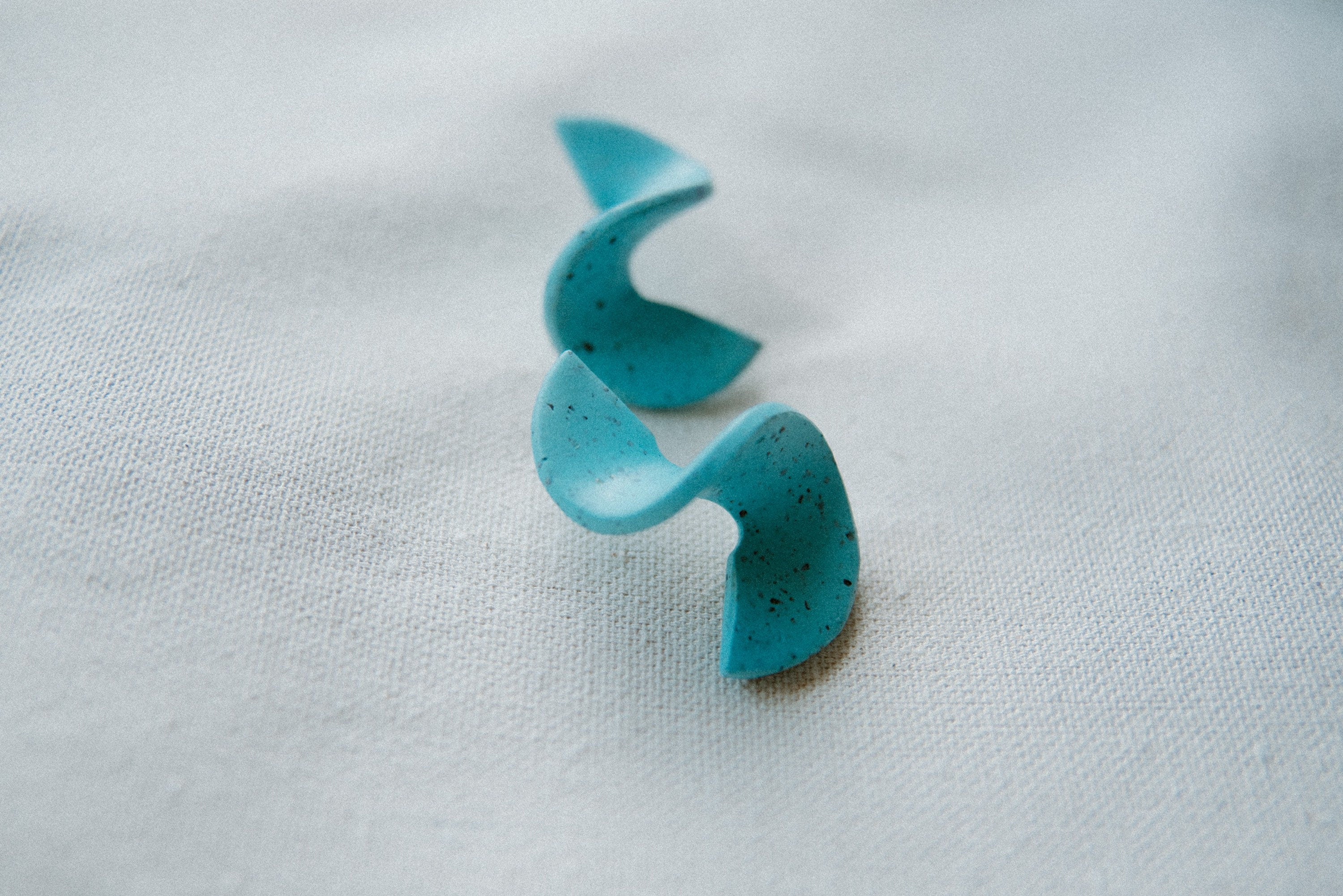 Speckled Turquoise Twisted Studs | Polymer Clay Statement Earrings