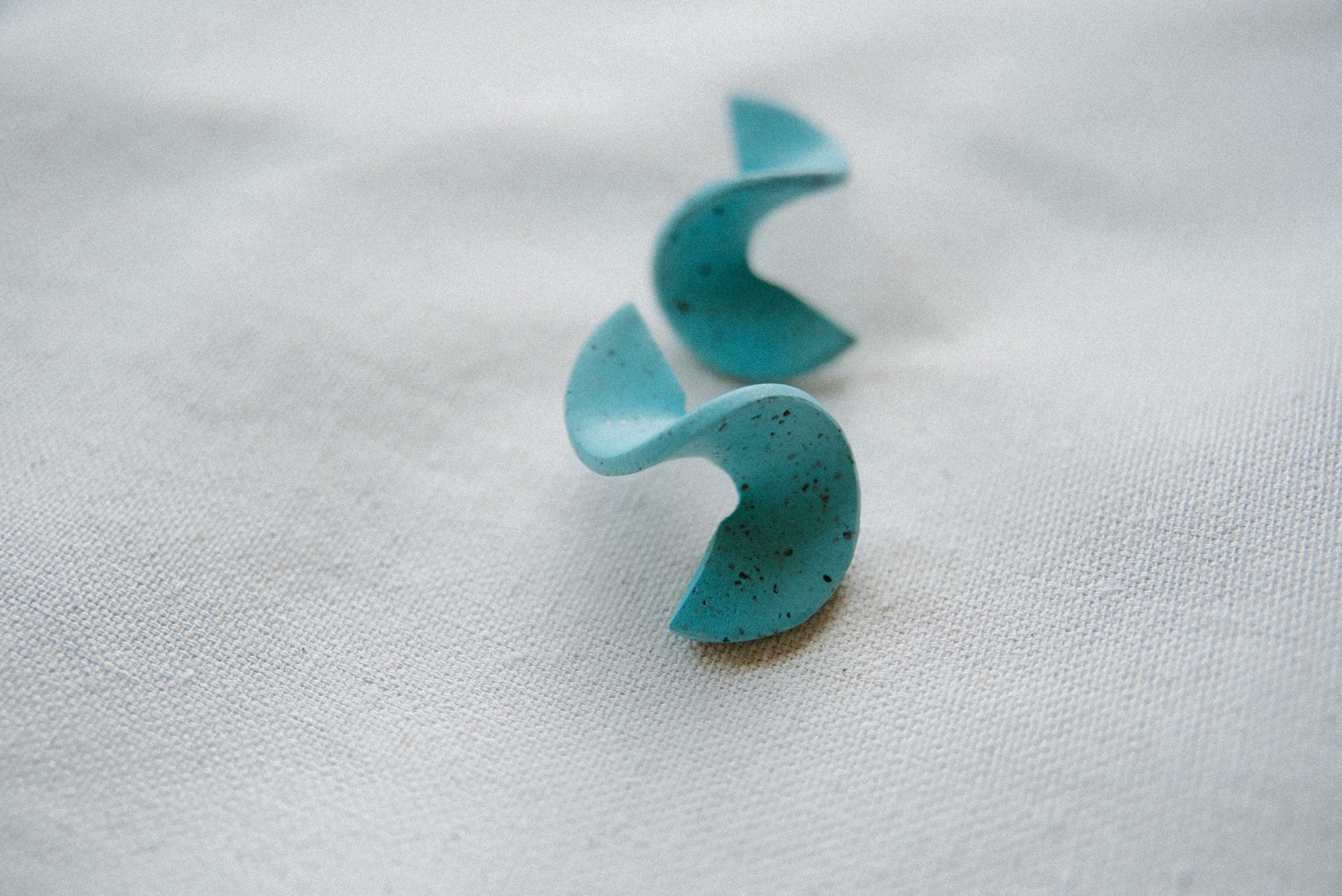 Speckled Turquoise Twisted Studs | Polymer Clay Statement Earrings