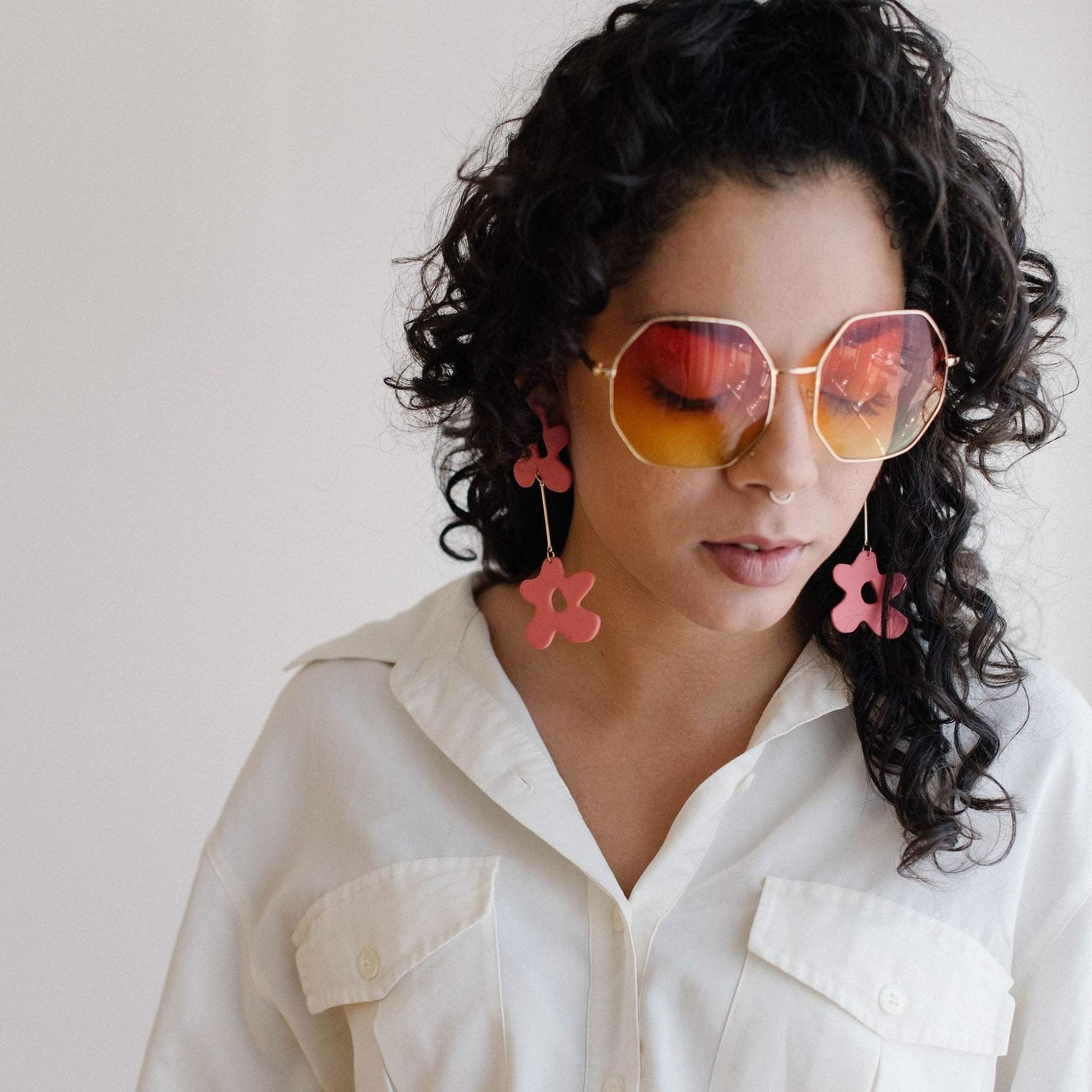 Coral Florals | Polymer Clay Statement Earrings