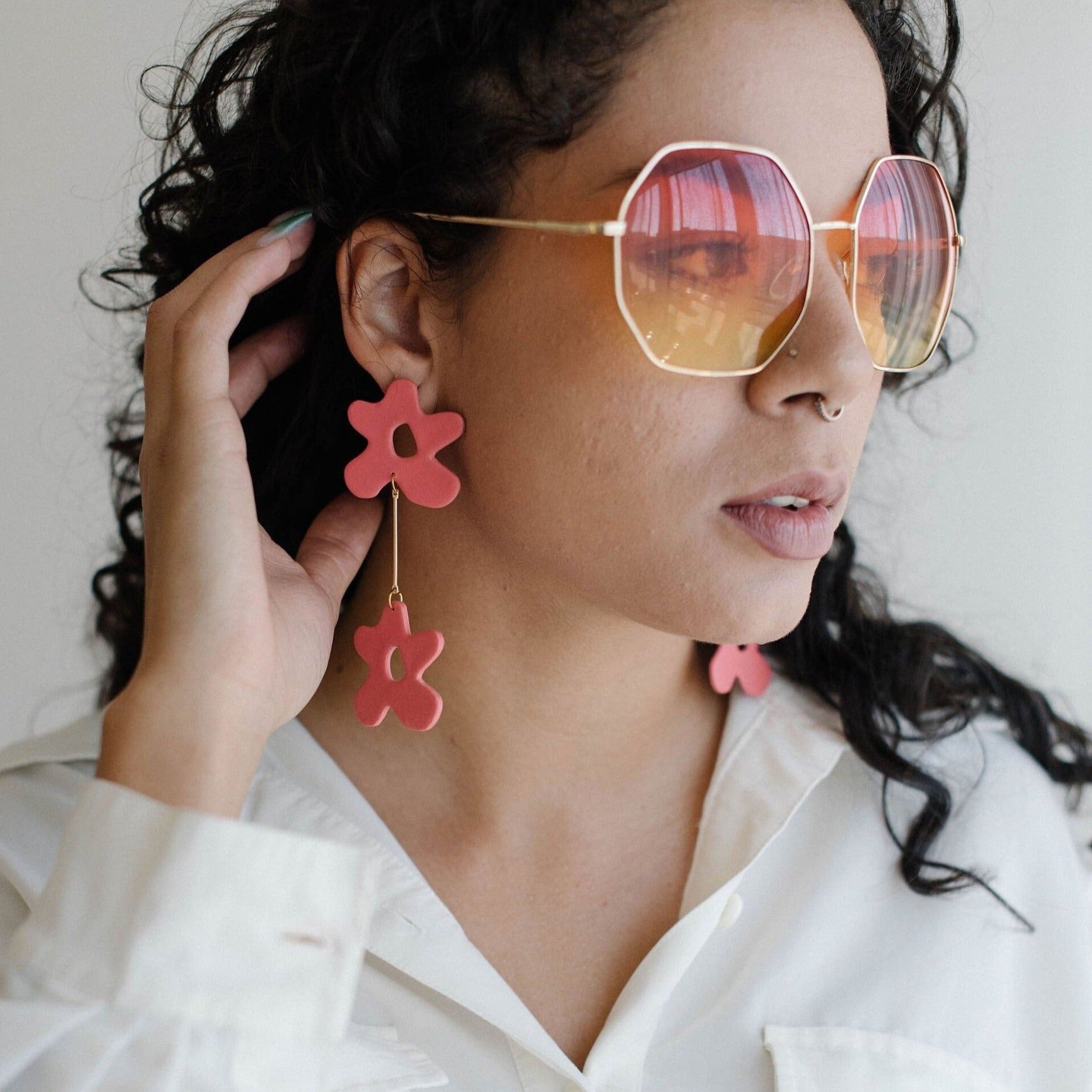 Coral Florals | Polymer Clay Statement Earrings