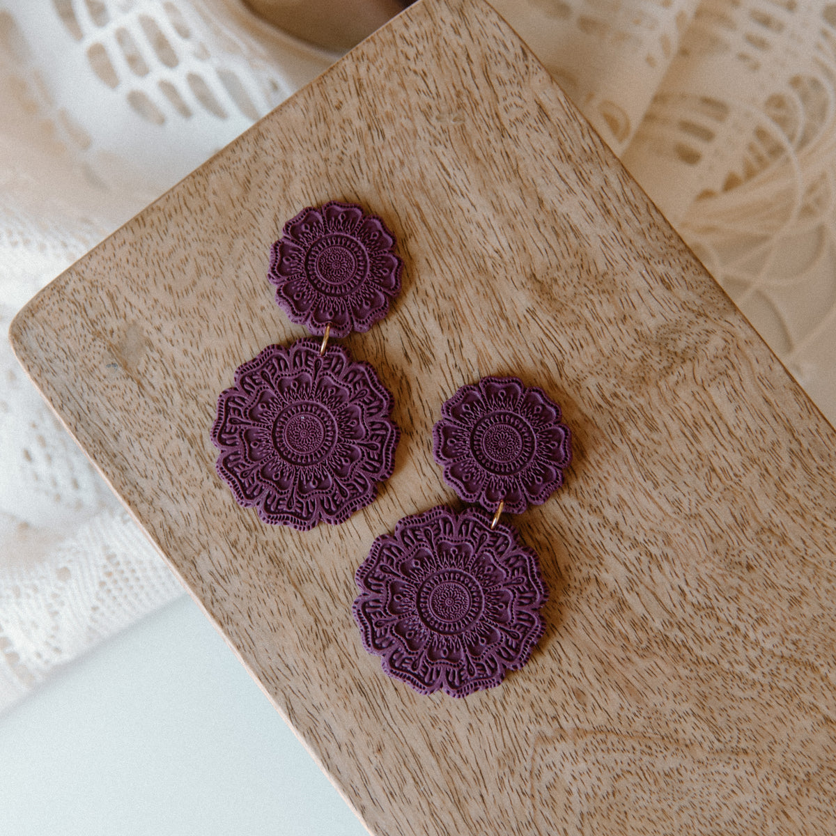 Mandala Maroon-ish Statement Earrings