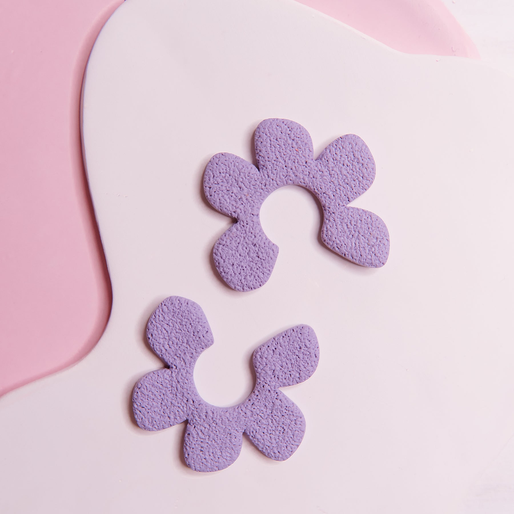 Half-Floral Spongy Post Earrings
