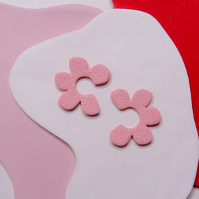 Half-Floral Spongy Post Earrings