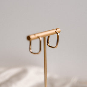Gold Rectangle Huggie Earrings