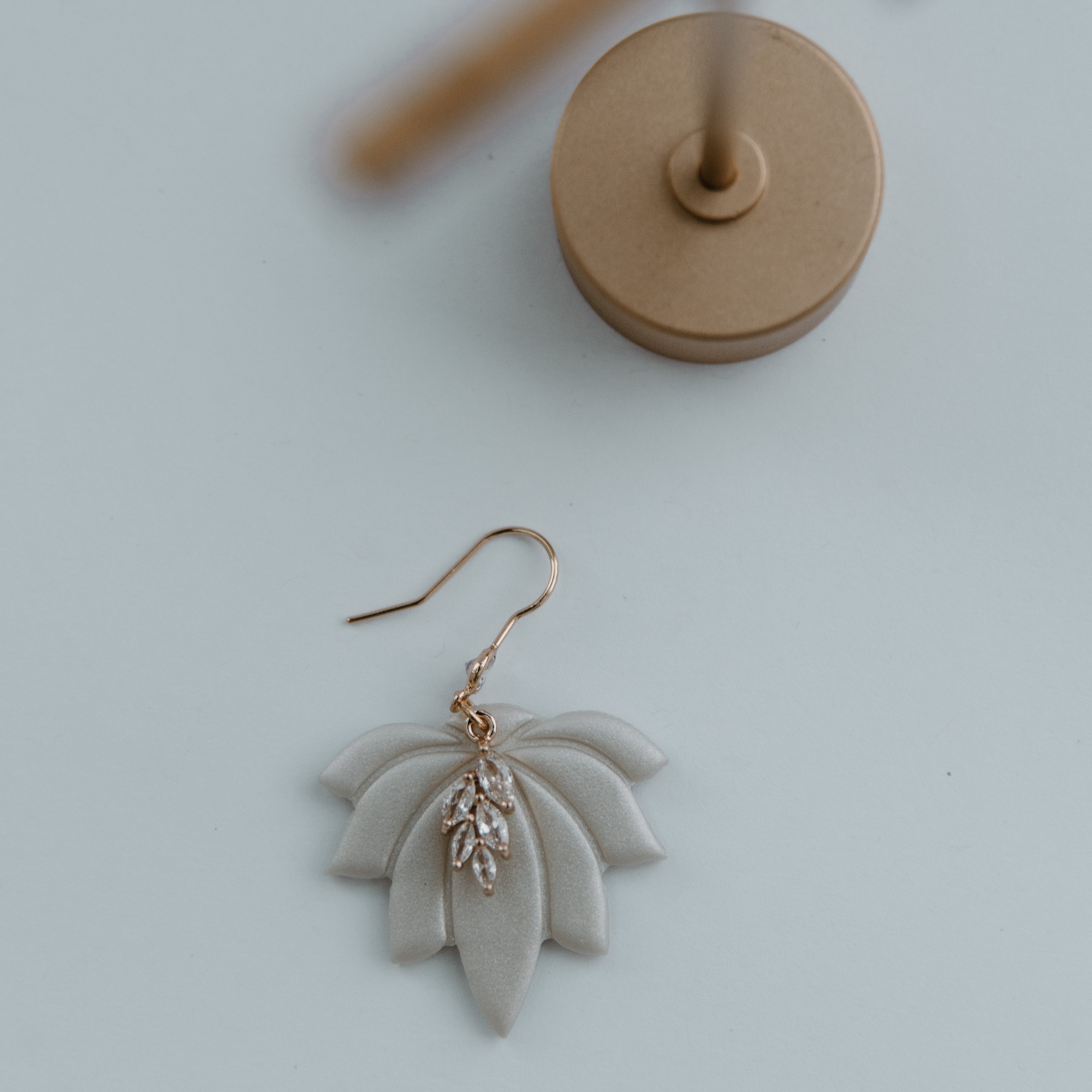 Lotus Flower Drop CZ Dangle Earrings