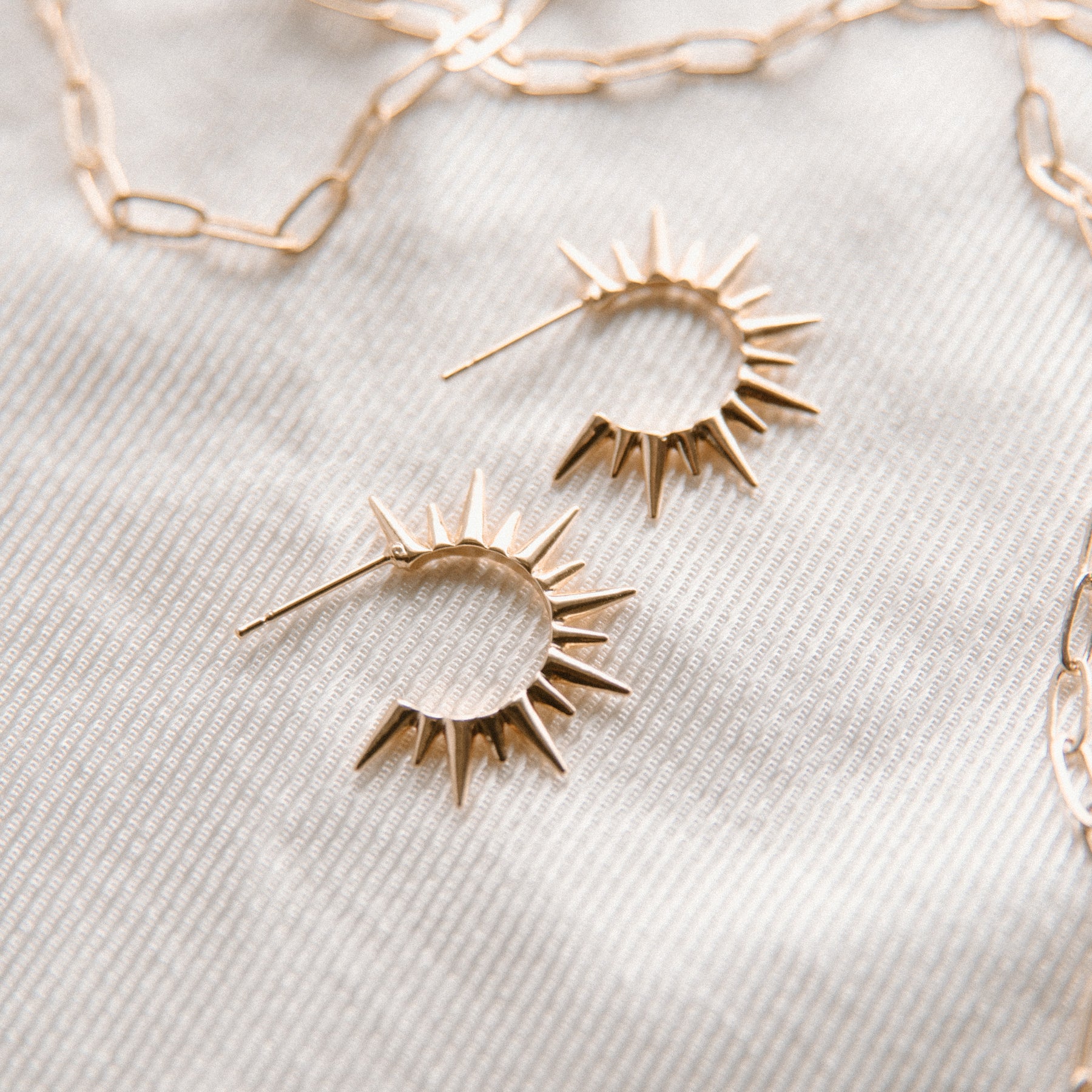 Spiked Gold Hoop Earring