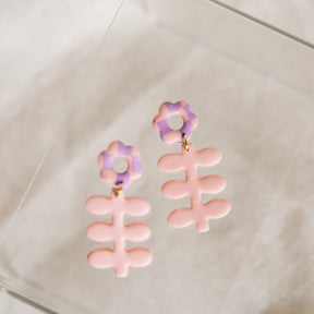 Retro Checkered Spring Earrings