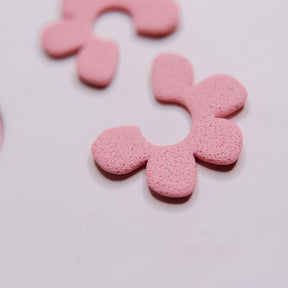 Half-Floral Spongy Post Earrings