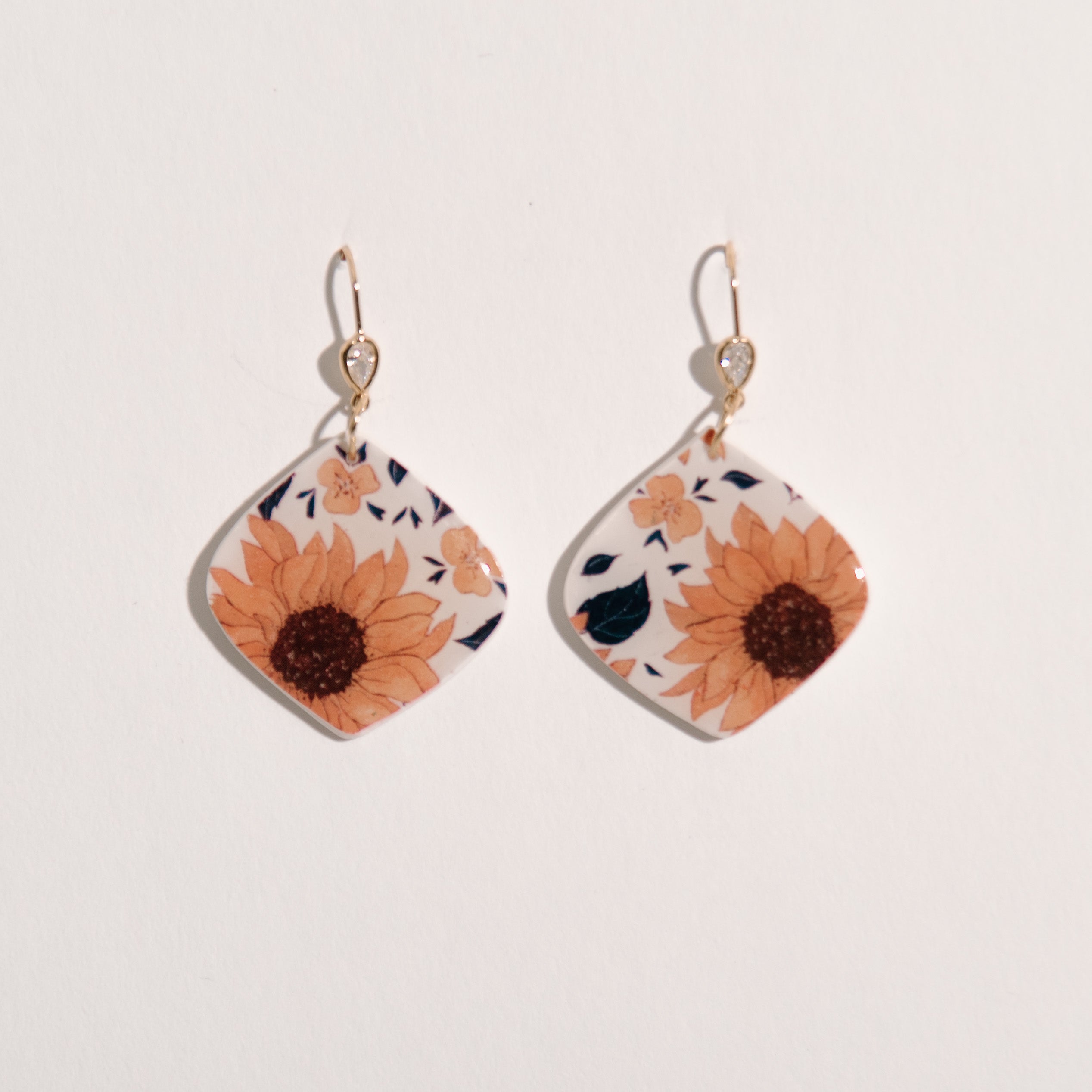 Sunflower Printed Dangle Earrings