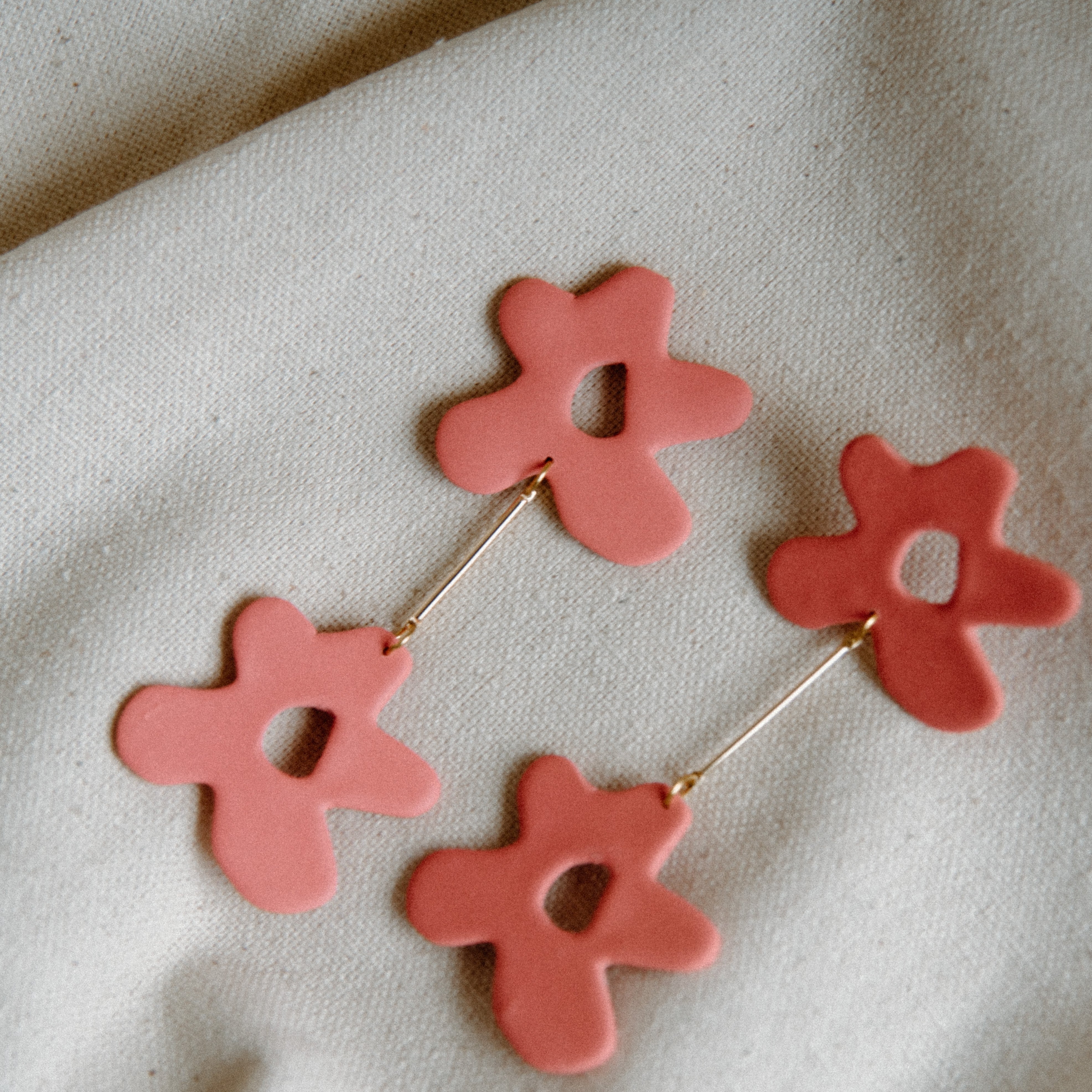 Coral Floral Drop Earrings