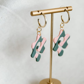 Striped Doodle Flower Earrings