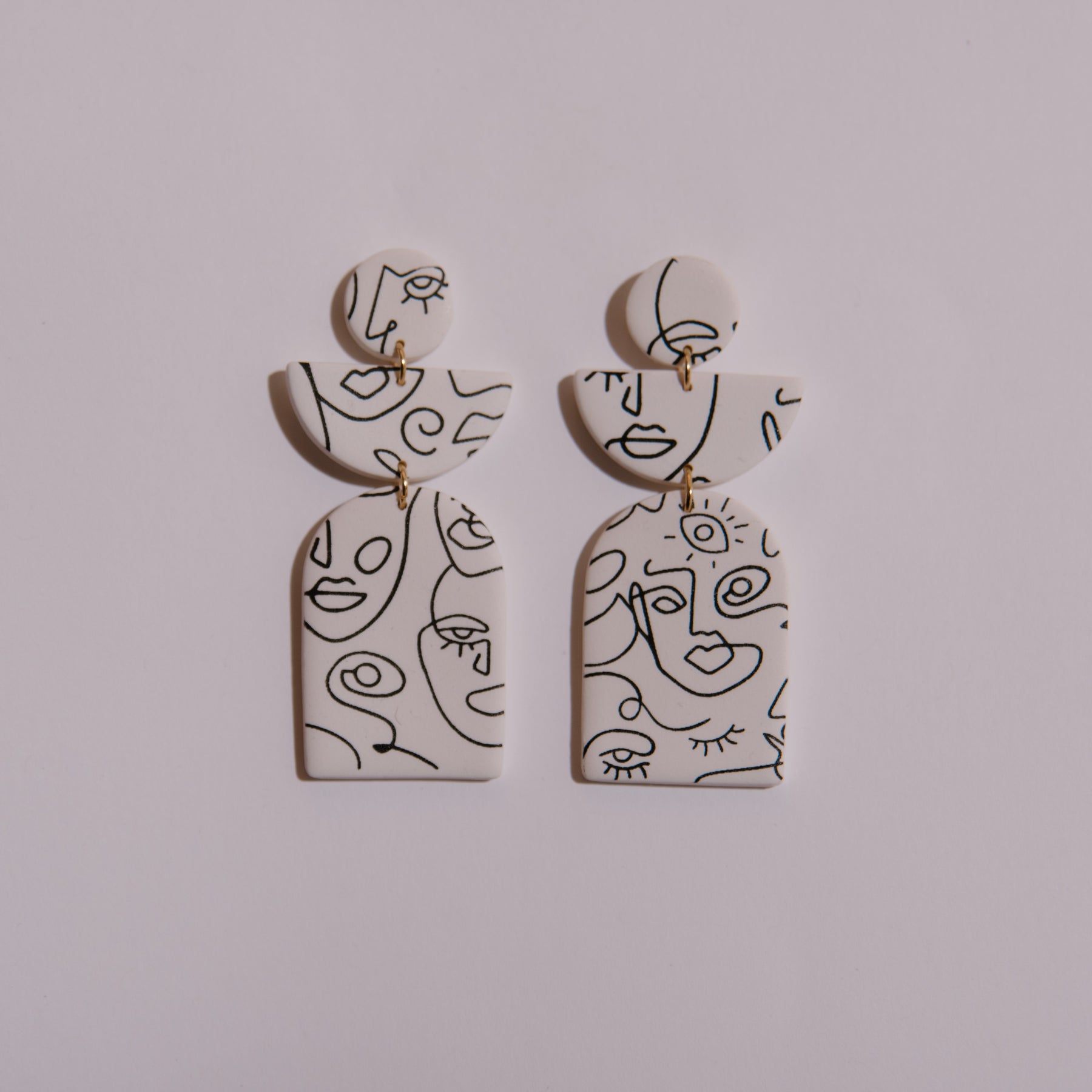Abstract Faces Dangle Earrings