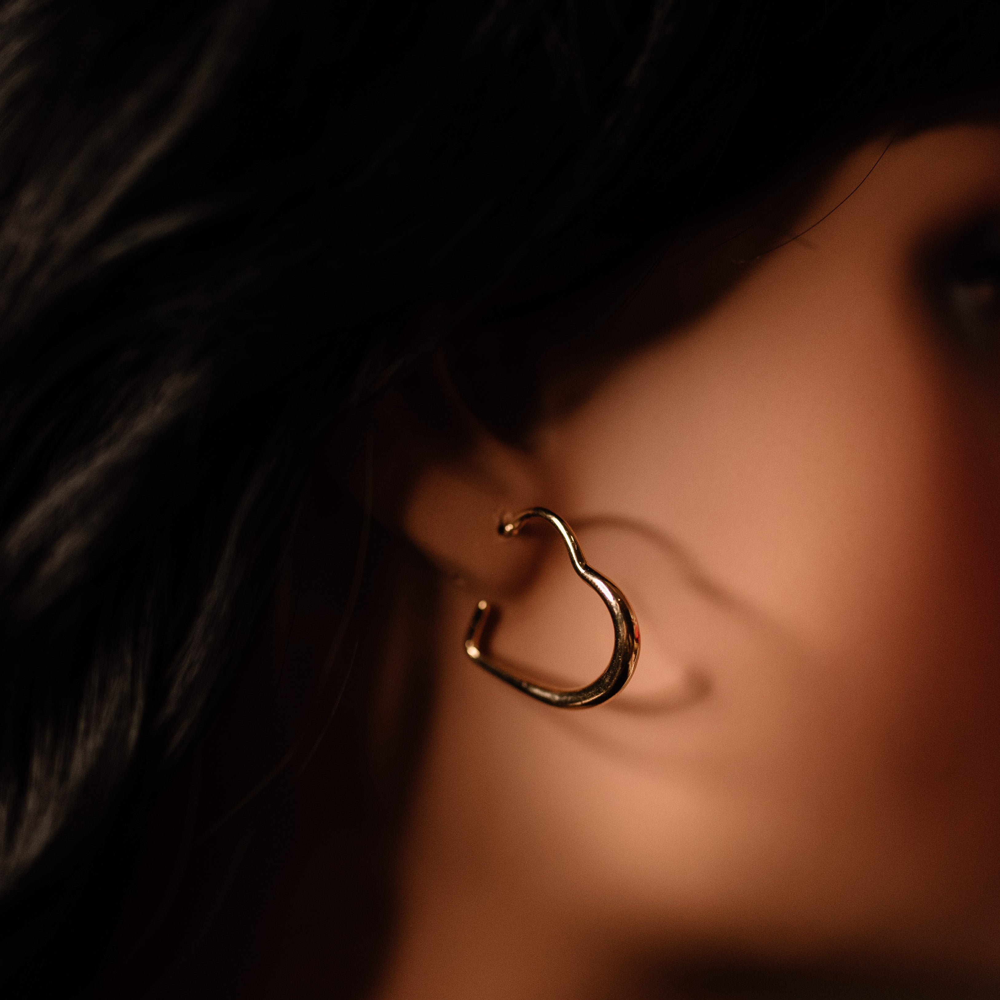 Gold Heart Hoop Earrings