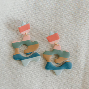 Striped Doodle Flower Earrings