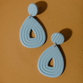 Pale Blue Ribbed Drop Earring Collection
