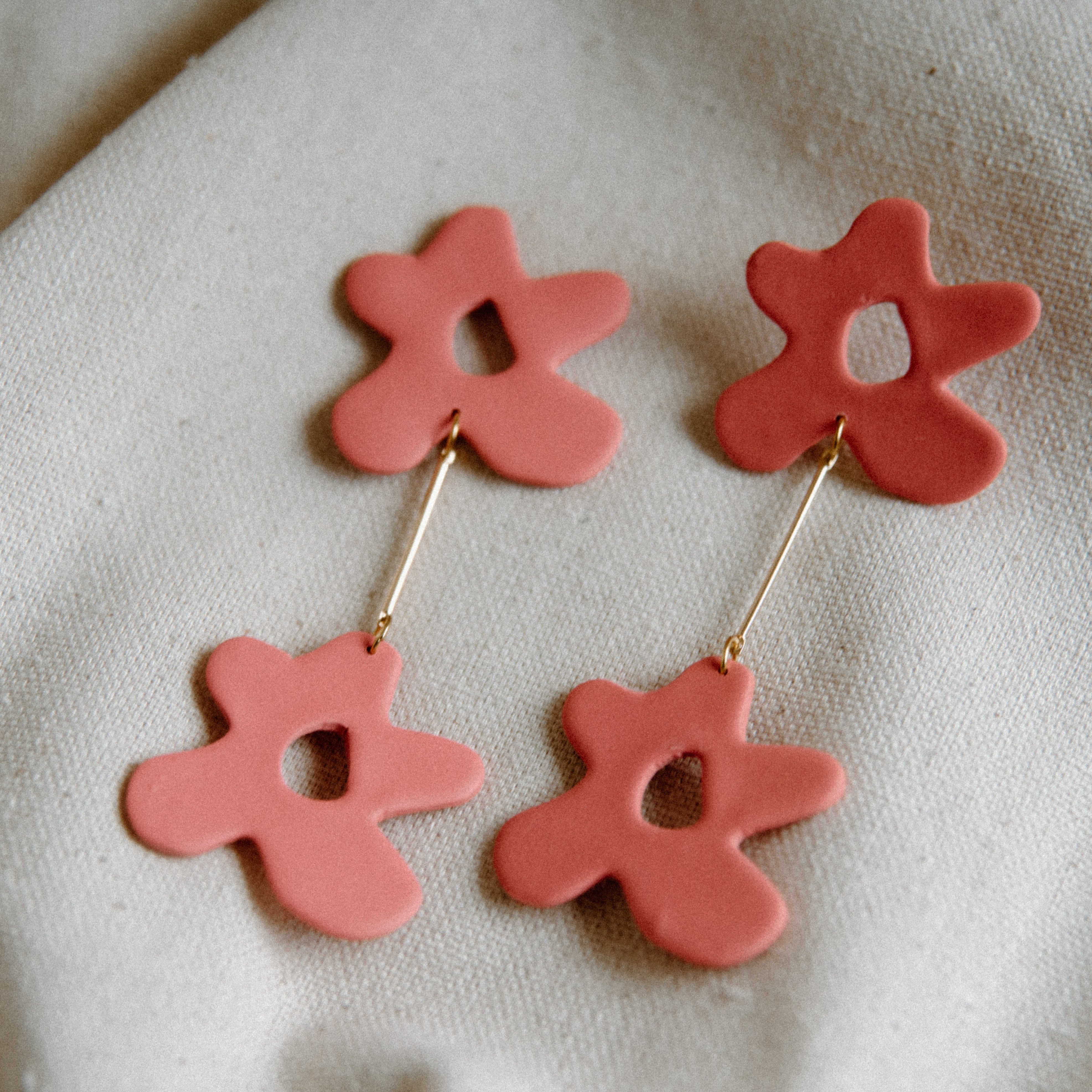 Coral Floral Drop Earrings