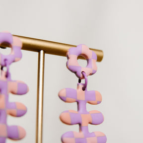 Retro Checkered Spring Earrings