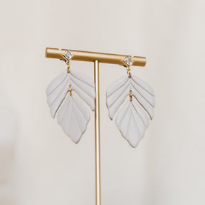 Feather-Foliage Earrings with Sparkle Stud