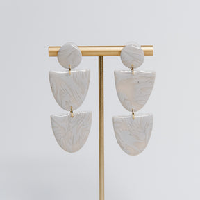 White Swirled Dangle Earrings