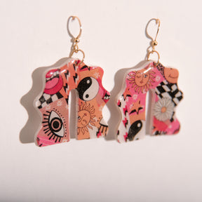 90’s Retro-Printed Dangle Earrings