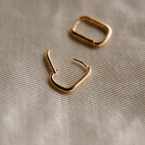 Gold Rectangle Huggie Earrings