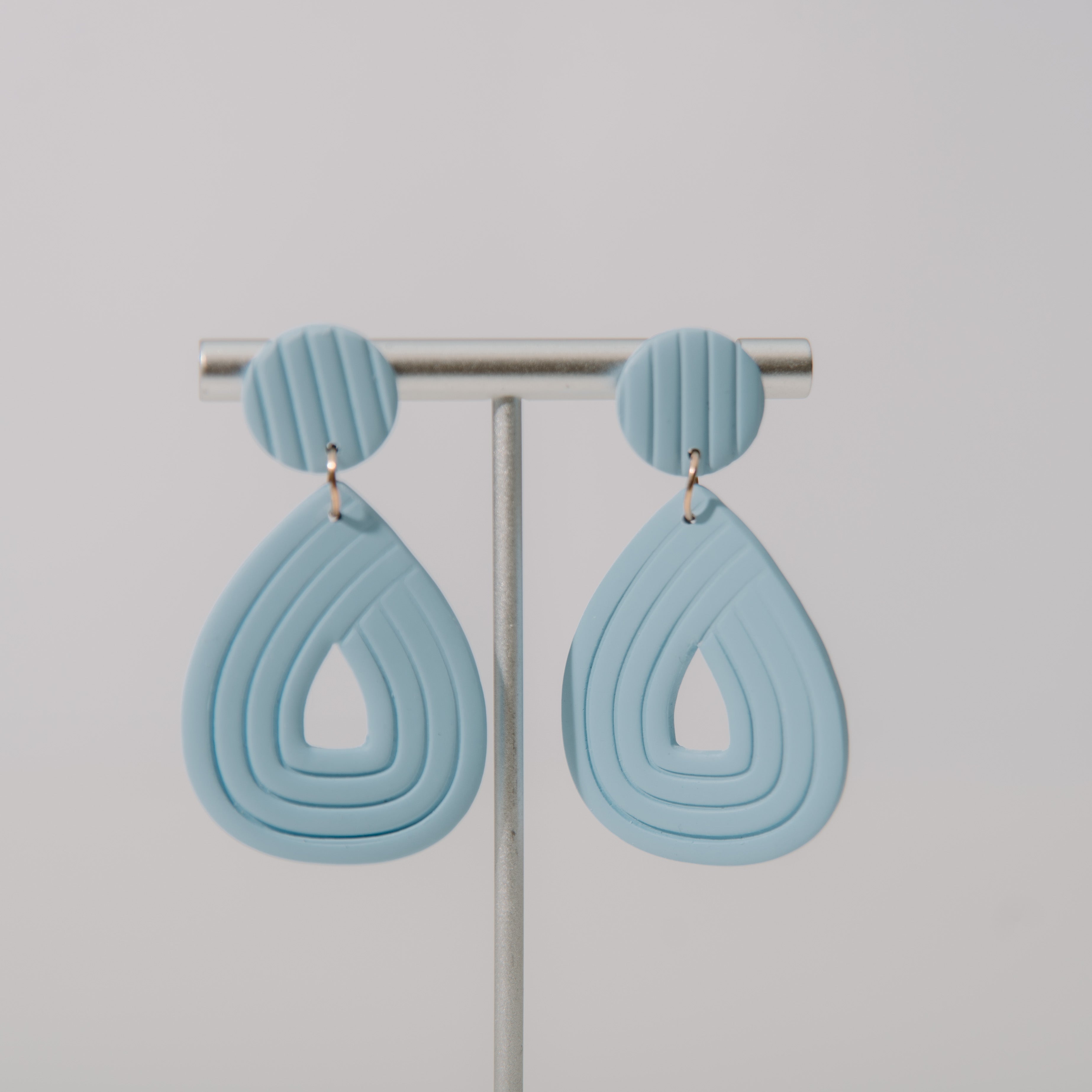 Pale Blue Ribbed Drop Earring Collection