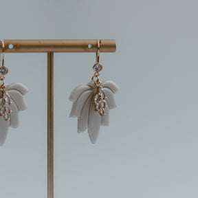 Lotus Flower Drop CZ Dangle Earrings