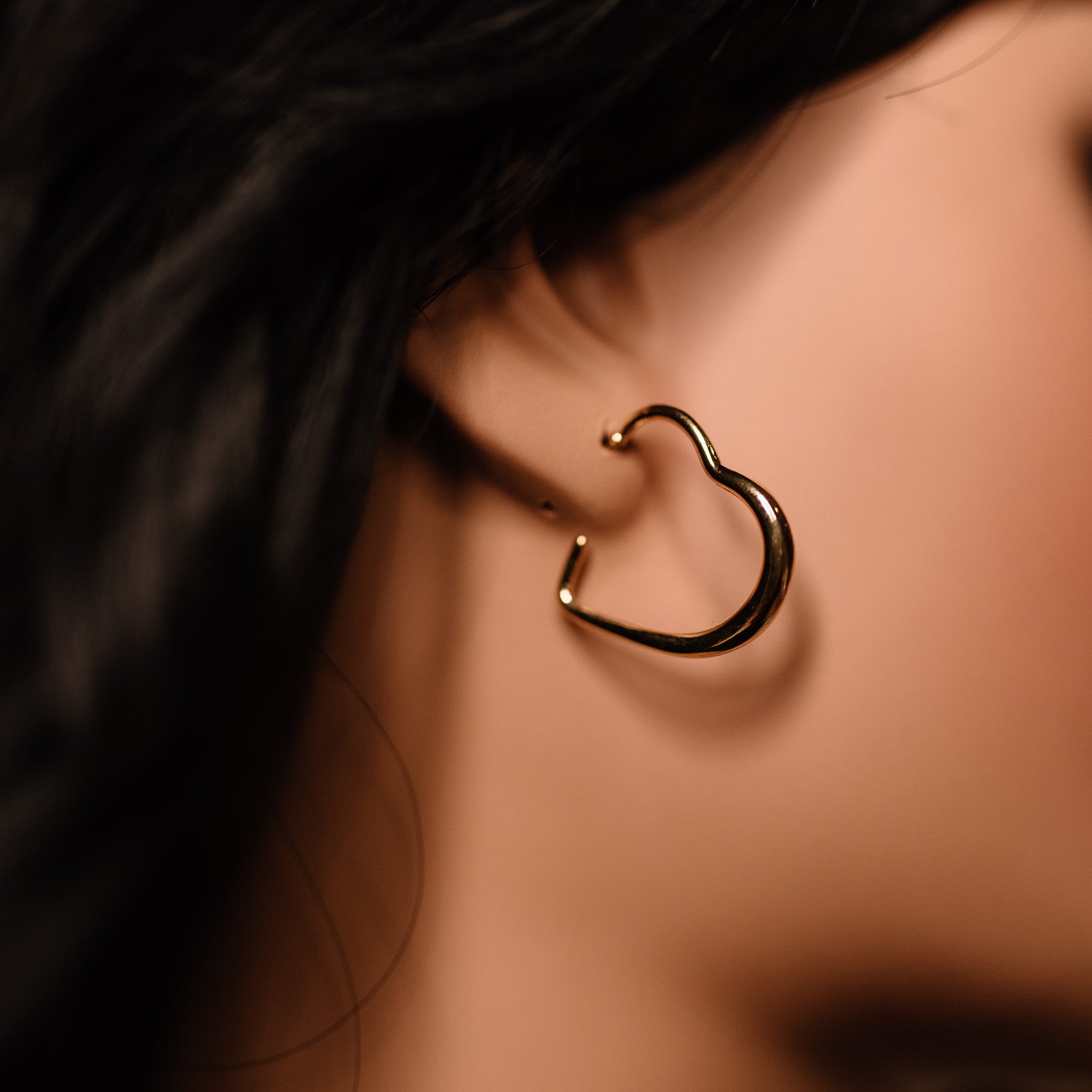 Gold Heart Hoop Earrings
