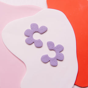 Half-Floral Spongy Post Earrings
